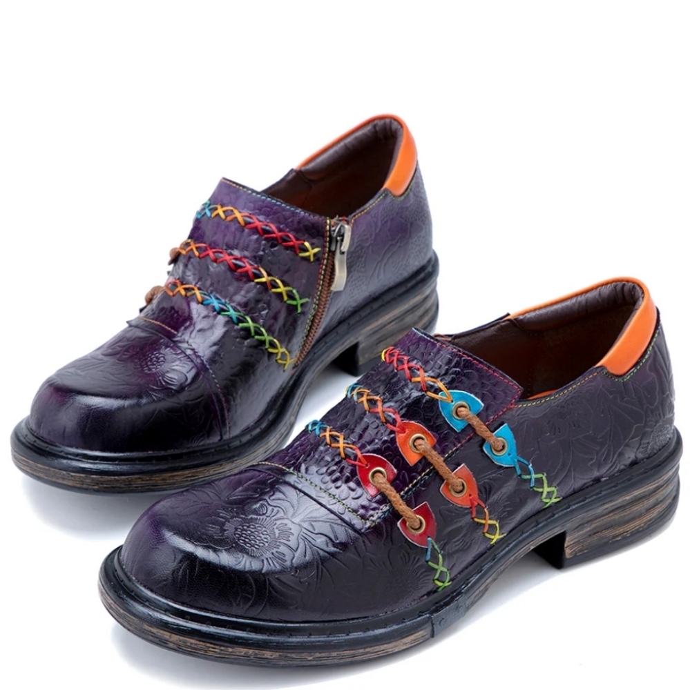 CrazycatZ Women's Size 10 Dark Purple Leather Oxford Shoes